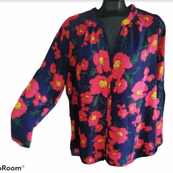 Pleione Tops - 💜💛5/$25 🌺Host Pick🌺PLEIONE semi sheer floral blouse